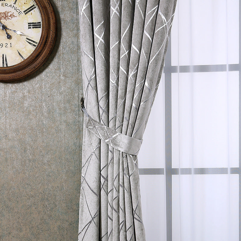 Solid Color Simple Modern Light Luxury Living Room Chenille Blackout Curtains - Mylovelyhomedecor - Home decor