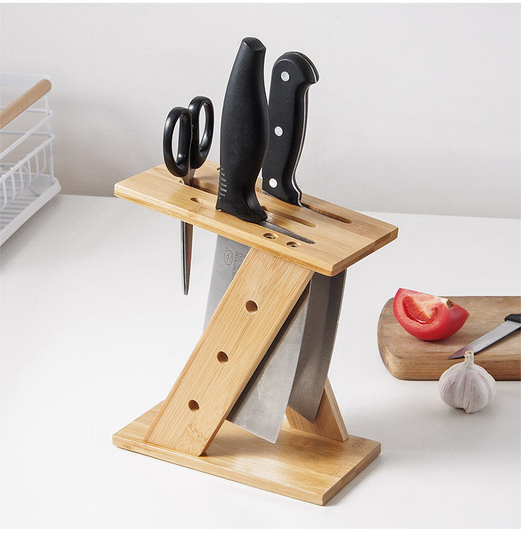 Bamboo cross kitchen knife holder - Mylovelyhomedecor - Home decor