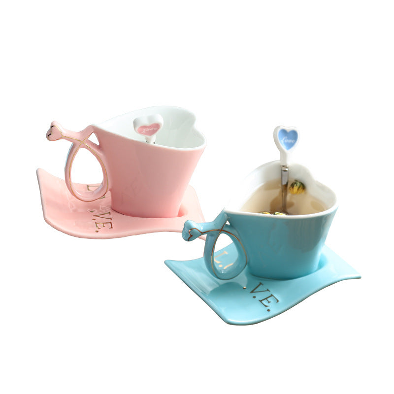 Creative Heart-Shaped Couple Cups A Pair Of European Coffee Cup Set - Mylovelyhomedecor - Home decor