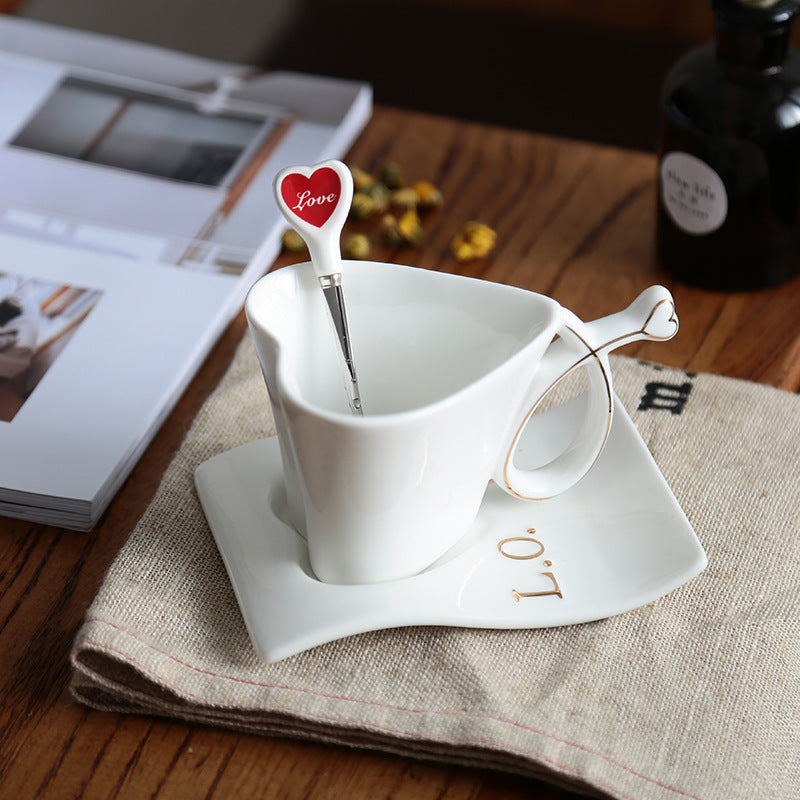 Creative Heart-Shaped Couple Cups A Pair Of European Coffee Cup Set - Mylovelyhomedecor - Home decor