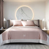 Light Luxury Solid Color 60 Long-Staple Cotton Letter Embroidery Four-Piece Set - Mylovelyhomedecor - Home decor