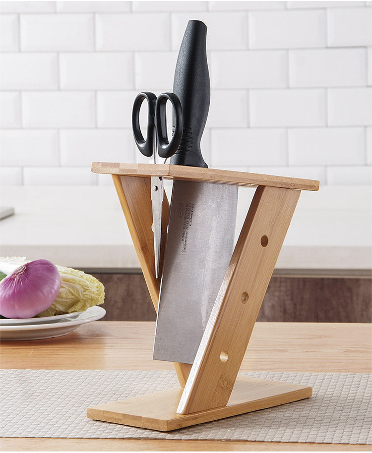 Bamboo cross kitchen knife holder - Mylovelyhomedecor - Home decor