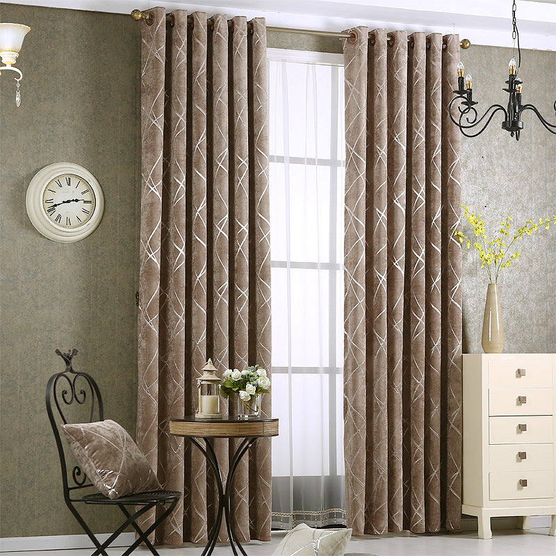Solid Color Simple Modern Light Luxury Living Room Chenille Blackout Curtains - Mylovelyhomedecor - Home decor
