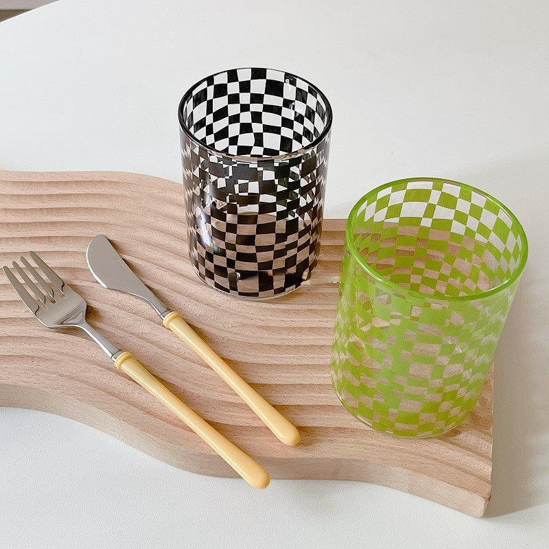 Nordic Fashion Matrix Plaid Glass Handmade Heat Resistant Glass Teacups Cups Coffee Mugs Drinkware Couple Gift - Mylovelyhomedecor - Home decor