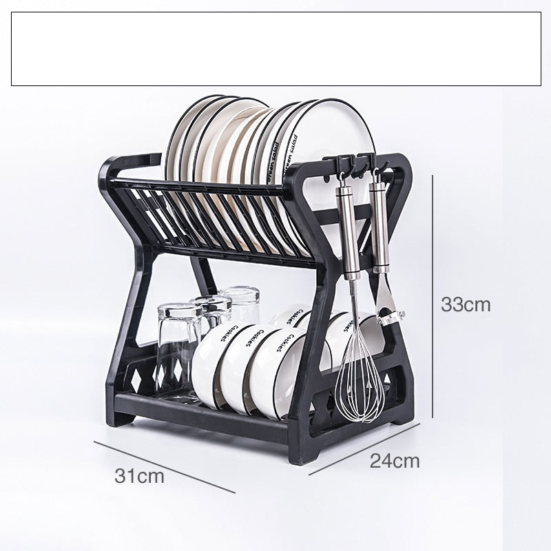 Kitchen Household Double-layer Dishes And Plastic Draining Multifunctional Floor Rack - Mylovelyhomedecor - Home decor