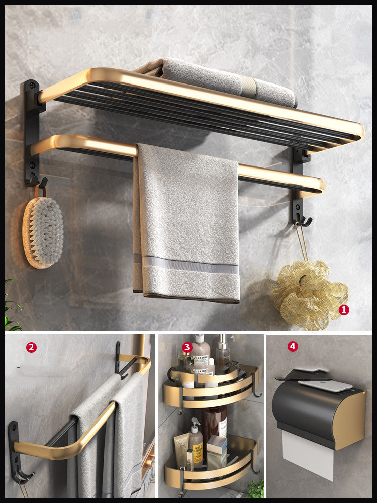 Space Aluminum Bathroom Shelf Wall Hanging Towel Rack - Mylovelyhomedecor - Home decor