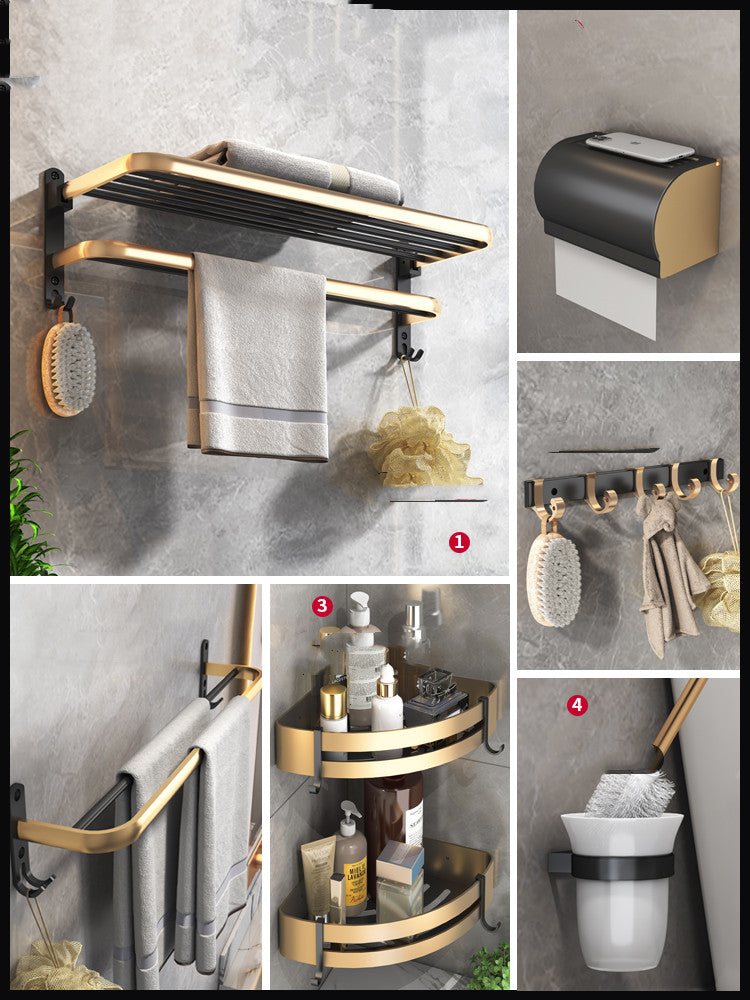 Space Aluminum Bathroom Shelf Wall Hanging Towel Rack - Mylovelyhomedecor - Home decor