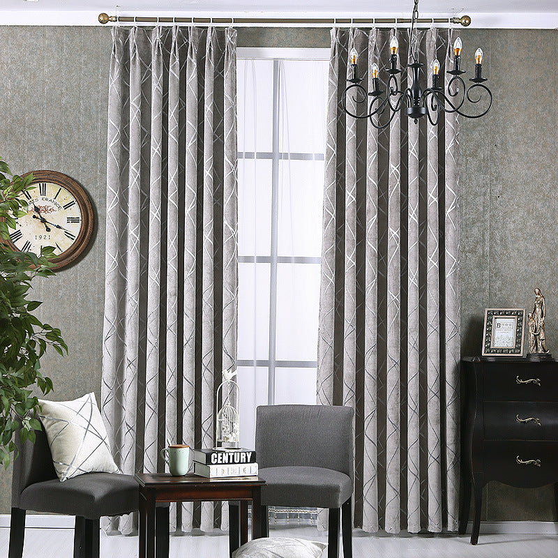 Solid Color Simple Modern Light Luxury Living Room Chenille Blackout Curtains - Mylovelyhomedecor - Home decor