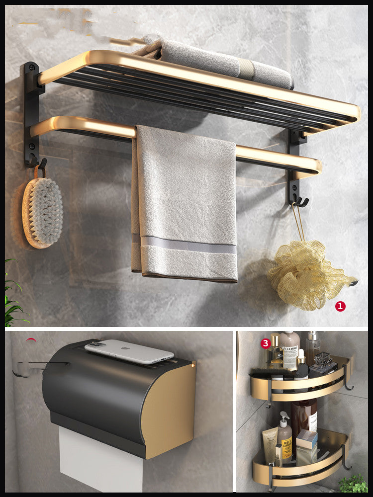 Space Aluminum Bathroom Shelf Wall Hanging Towel Rack - Mylovelyhomedecor - Home decor
