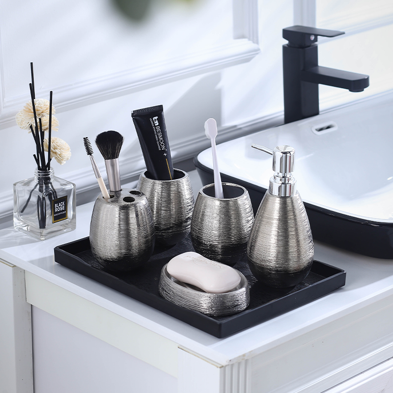 Handmade Vintage Brushed Ceramic Bathroom Five-piece Set - Mylovelyhomedecor - Home decor