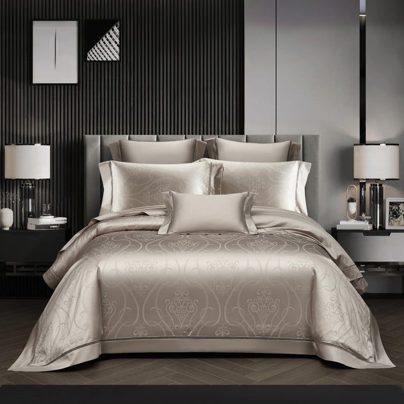 Striped Cotton Jacquard Four-Piece Bedding Set - Elevate Your Bedroom with Luxurious Comfort and Style. - Mylovelyhomedecor - Home decor