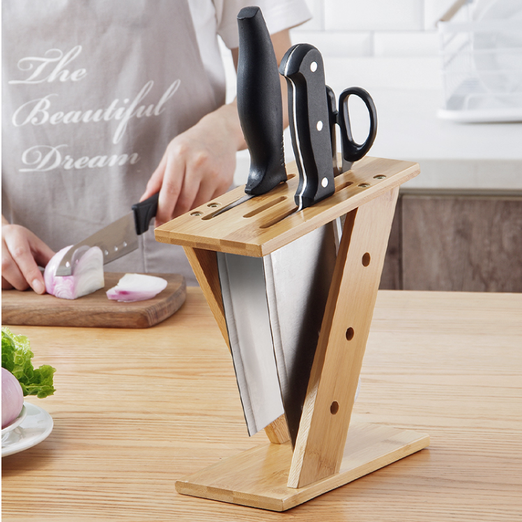 Bamboo cross kitchen knife holder - Mylovelyhomedecor - Home decor