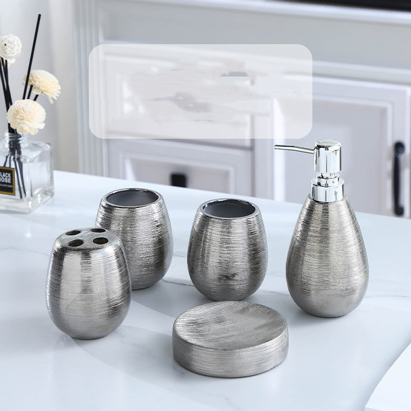 Handmade Vintage Brushed Ceramic Bathroom Five-piece Set - Mylovelyhomedecor - Home decor