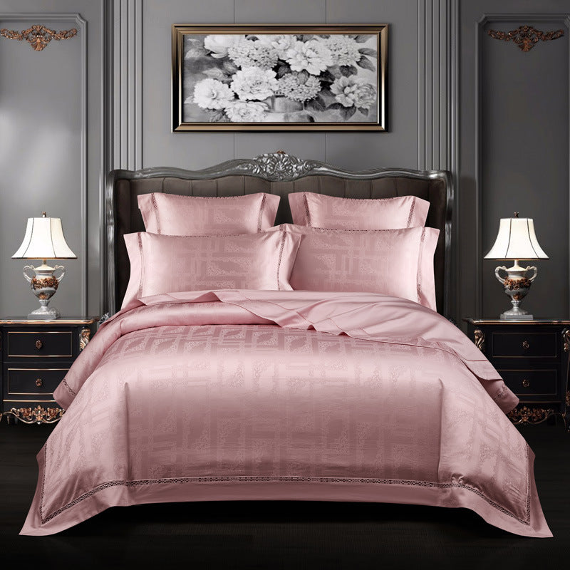 Striped Cotton Jacquard Four-Piece Bedding Set - Elevate Your Bedroom with Luxurious Comfort and Style. - Mylovelyhomedecor - Home decor