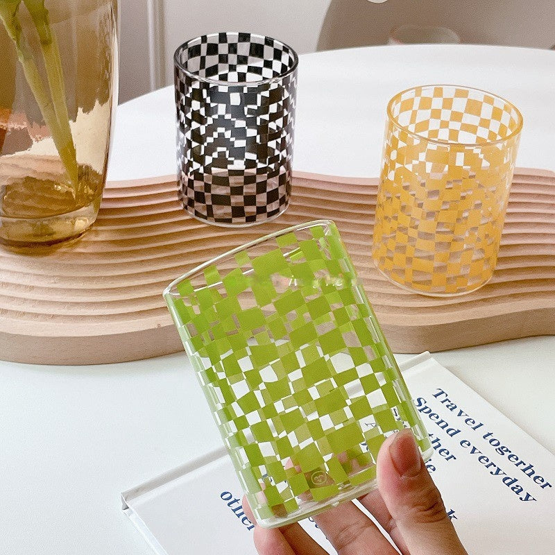Nordic Fashion Matrix Plaid Glass Handmade Heat Resistant Glass Teacups Cups Coffee Mugs Drinkware Couple Gift - Mylovelyhomedecor - Home decor