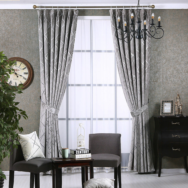 Solid Color Simple Modern Light Luxury Living Room Chenille Blackout Curtains - Mylovelyhomedecor - Home decor