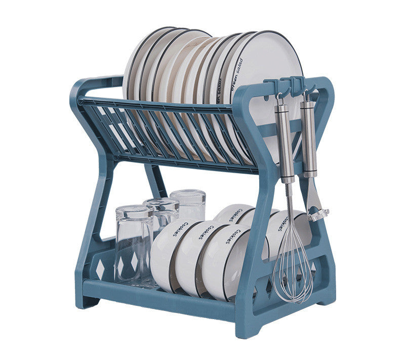 Kitchen Household Double-layer Dishes And Plastic Draining Multifunctional Floor Rack - Mylovelyhomedecor - Home decor